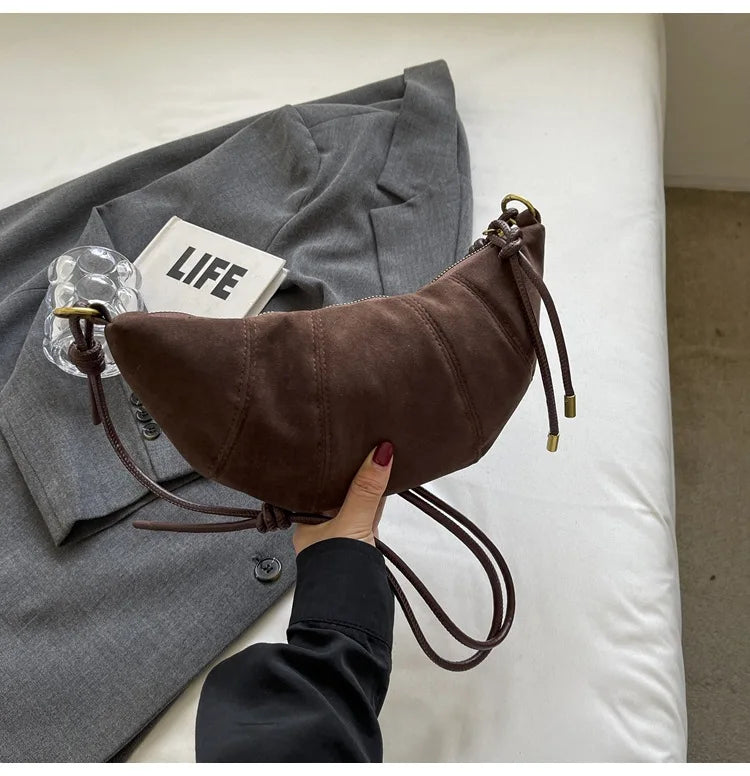 Fashionable Croissant Shape Women's Bag, Casual Simple Crossbody Shoulder Bags for Women Daily Use Commuting Phone Bag,Pockets