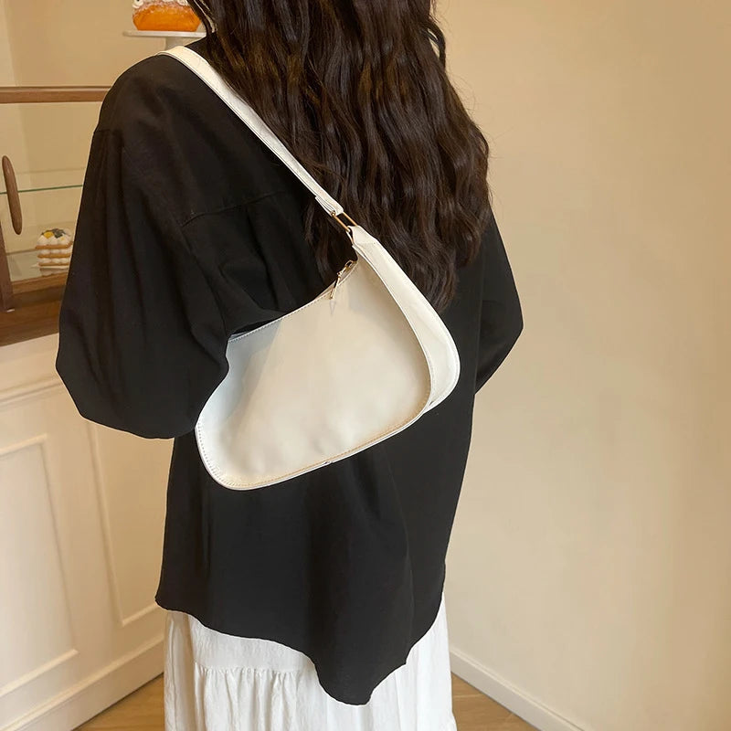 Women's Patent Leather Handbag Versatile Fashion Shoulder Bag Casual Commuting Bag Girl Brand Designer Zipper Small Handbag