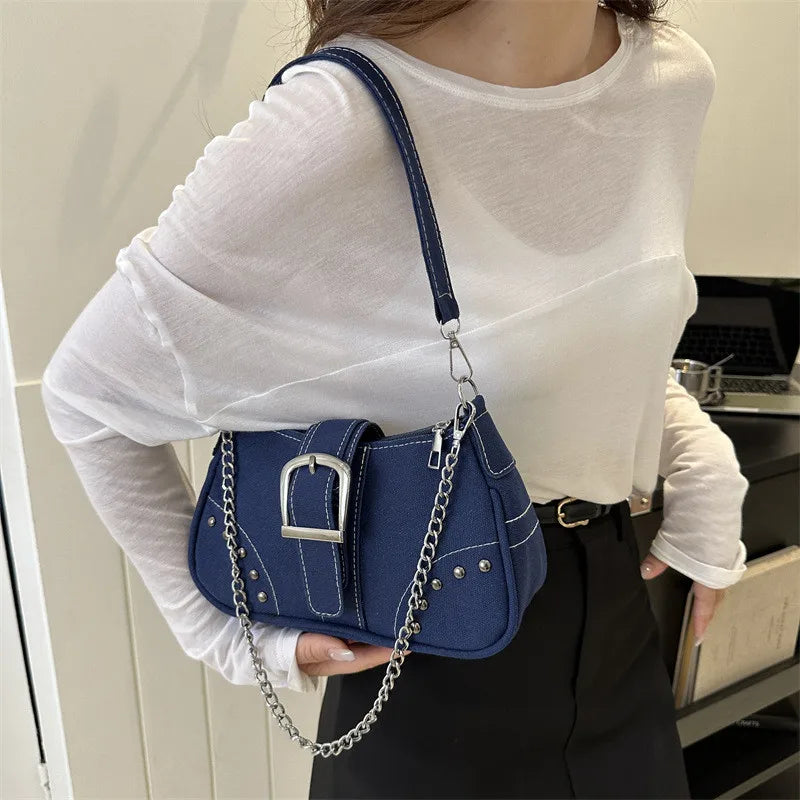 Simple Retro Underarm Bag Fashionable Trend Casual Shoulder Bag Canvas Casual Texture Crossbody Bag for Women