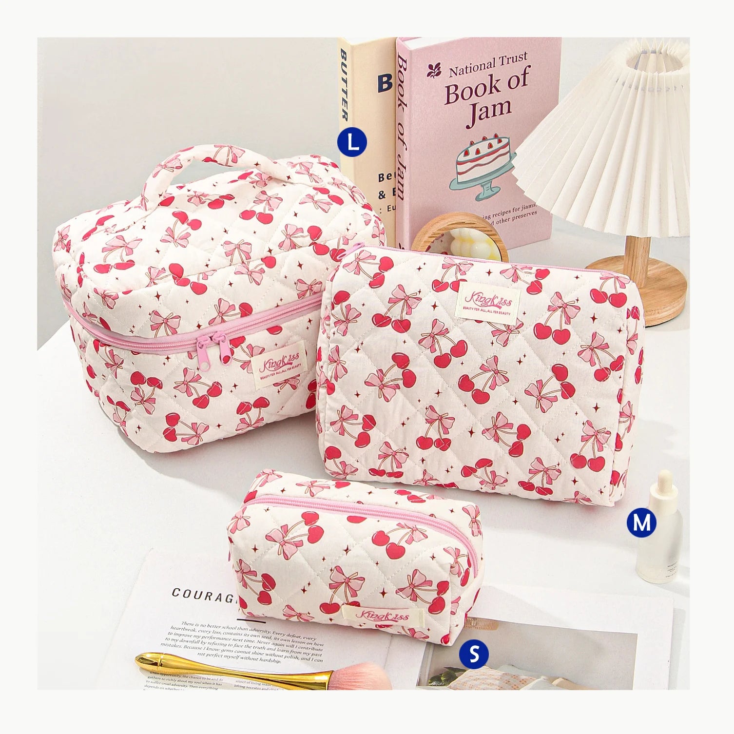 1pcs Cute Quilted Cotton Makeup Bag Women Zipper Cosmetic Organizer Cloth Handbag Box Shape Portable Toiletry Case for Girls