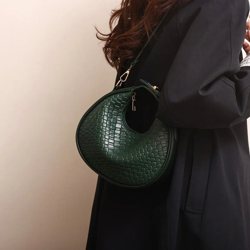 PU Leather Shoulder Bag Fashion Solid Color Lattice Crossbody Bag Small Bag Ladies Trend Luxury Designer Handbags