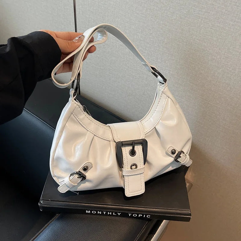 Y2K Retro Handbag Women's Bag, Stylish Fold Leather Shoulder Armpit Bag, Chic Retro Handbags Purse, Temperament Woman Tote Bag