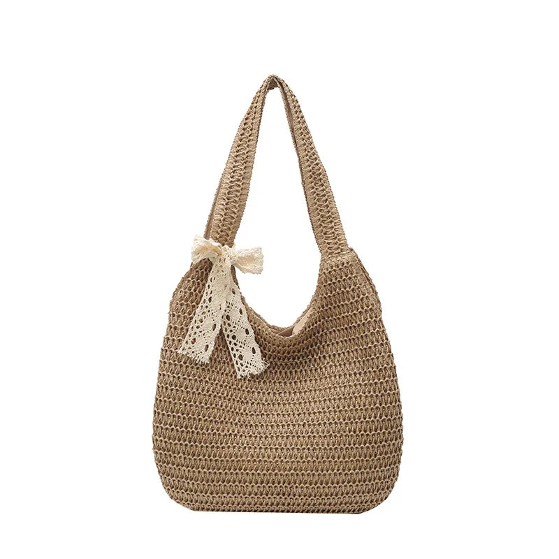 Fashion Straw Women Shoulder Bags Paper Woven Female Handbags Large Capacity Summer Beach Straw Bags Casual Tote Purses