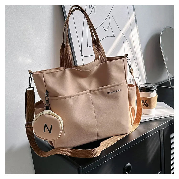 Oxford Design Double Sided Pocket Tote Bag Teen Women Large Capacity Handbag Single Shoulder Crossbody Bag with Round Coin Purse