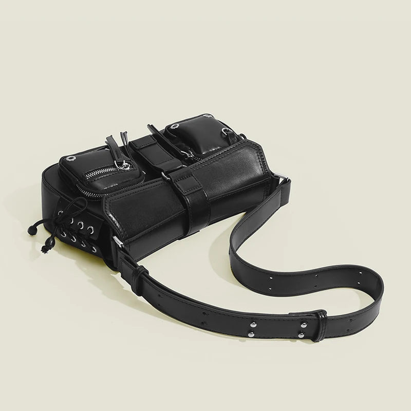 Gothic Punk Cool Women's Underarm Bag Girls Shoulder Crossbody Bags Fashion Design PU Leather Female Vintage Small Handbags Tote