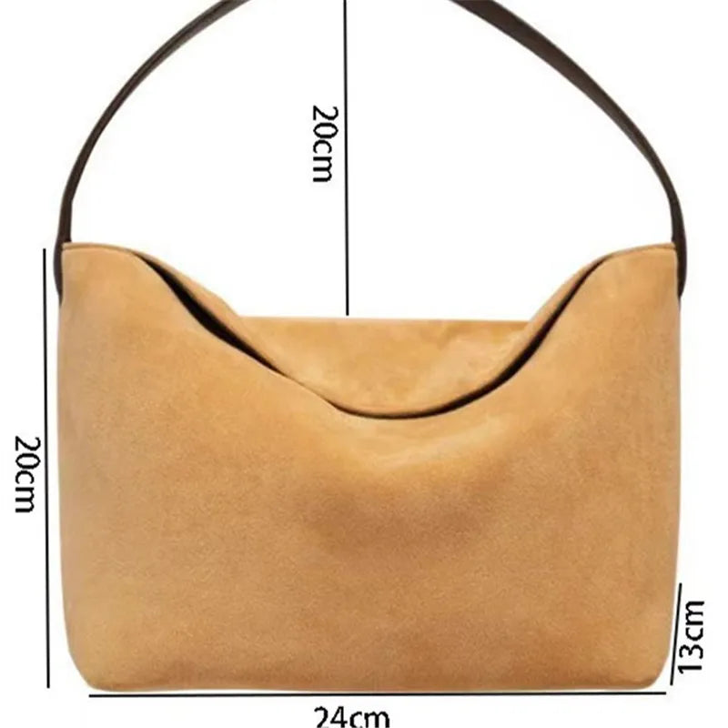 Retro Velvet Women's Bag, Splicing Handbag, Versatile Single Shoulder Armpit Bag with Magnetic Buckle Fashionable Matte Tote Bag