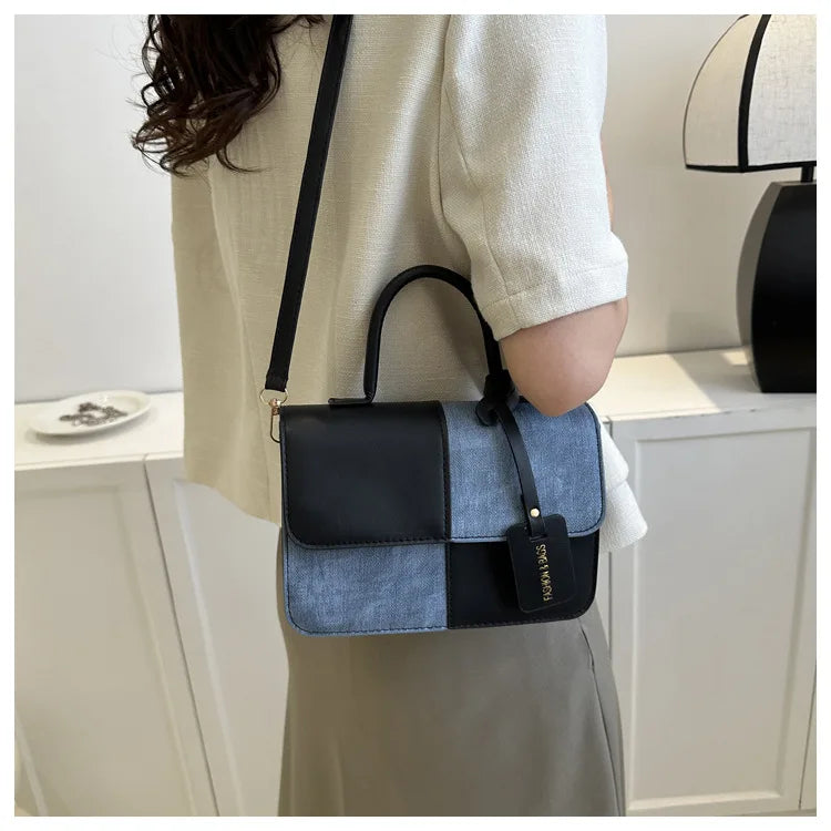 Fashionable PU Leather Handbag Women for Commuting, Stylish Single Color Blocking Handbags Shoulder Bag, Daily Outfit Tote Bag