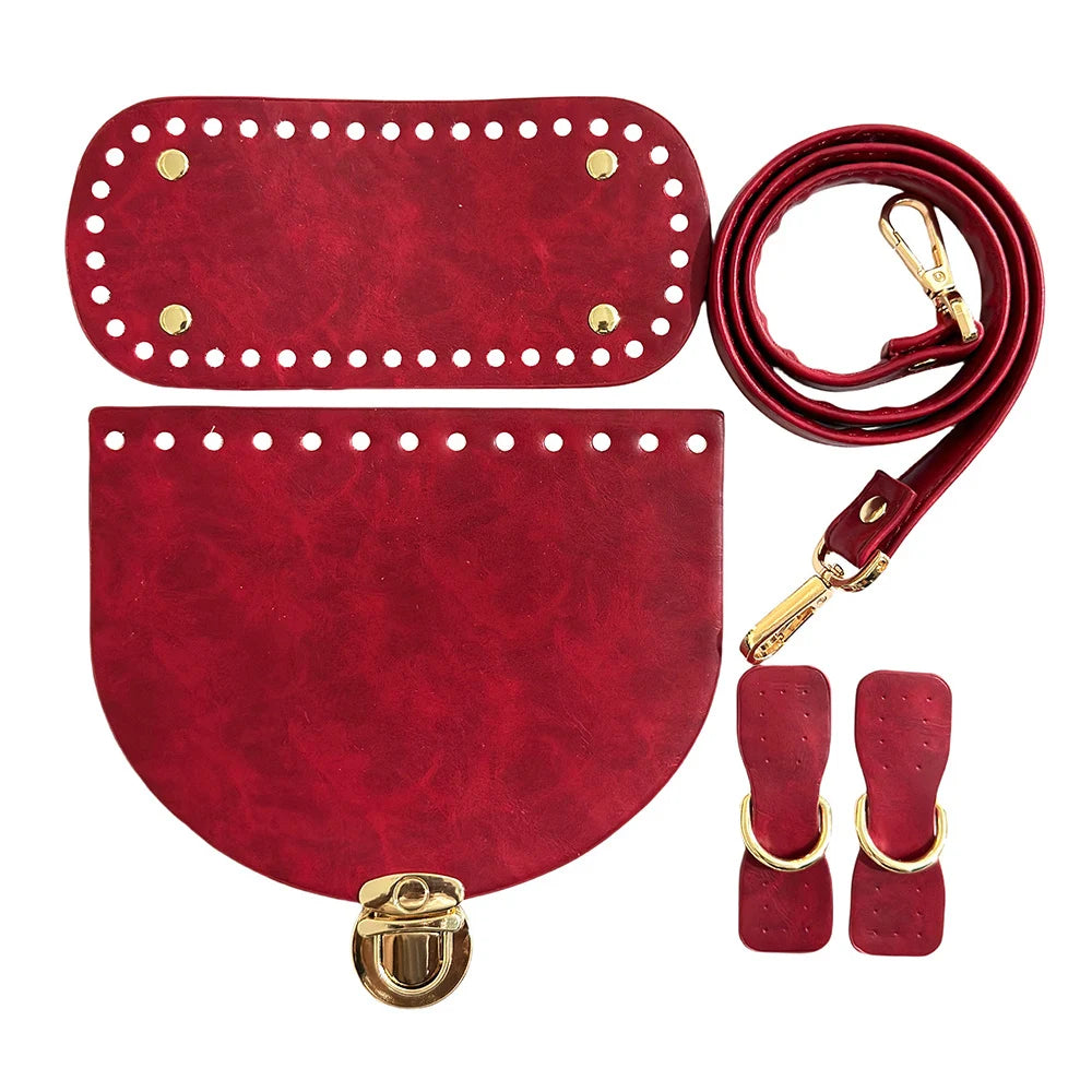 Hot Sale 1Set Accessories For Handbags 5pcs Diy Crochet Bag Kit Handmade Bag Bottom New Diy Leather Bag Strap For Making Bags