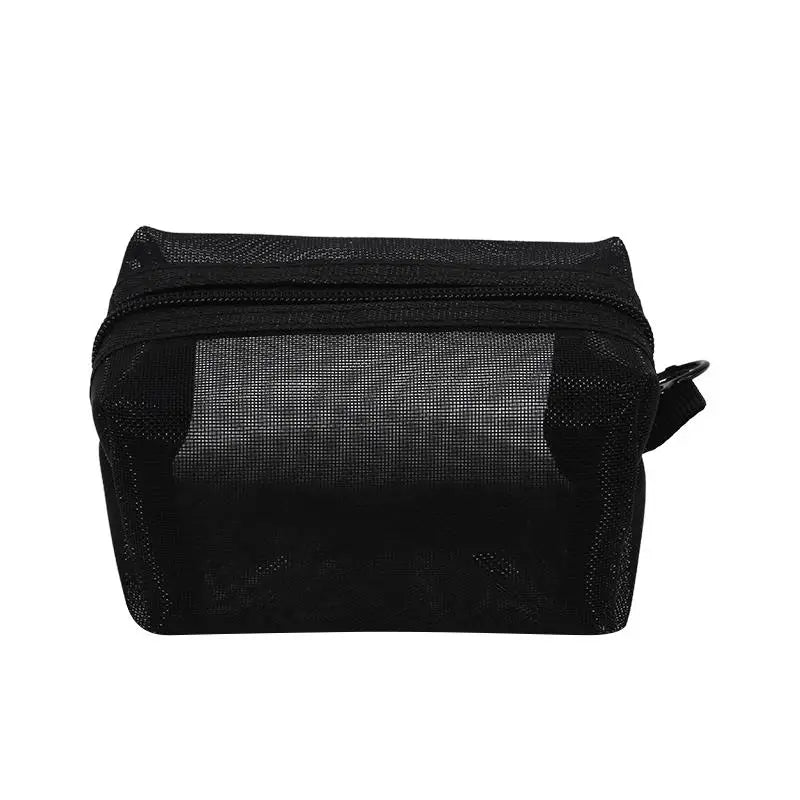 Mini Clear Nylon Mesh Cosmetic Bags Cute Women Small Lipstick Makeup Bags Pouch Data Line Key Earphone Organizer Case