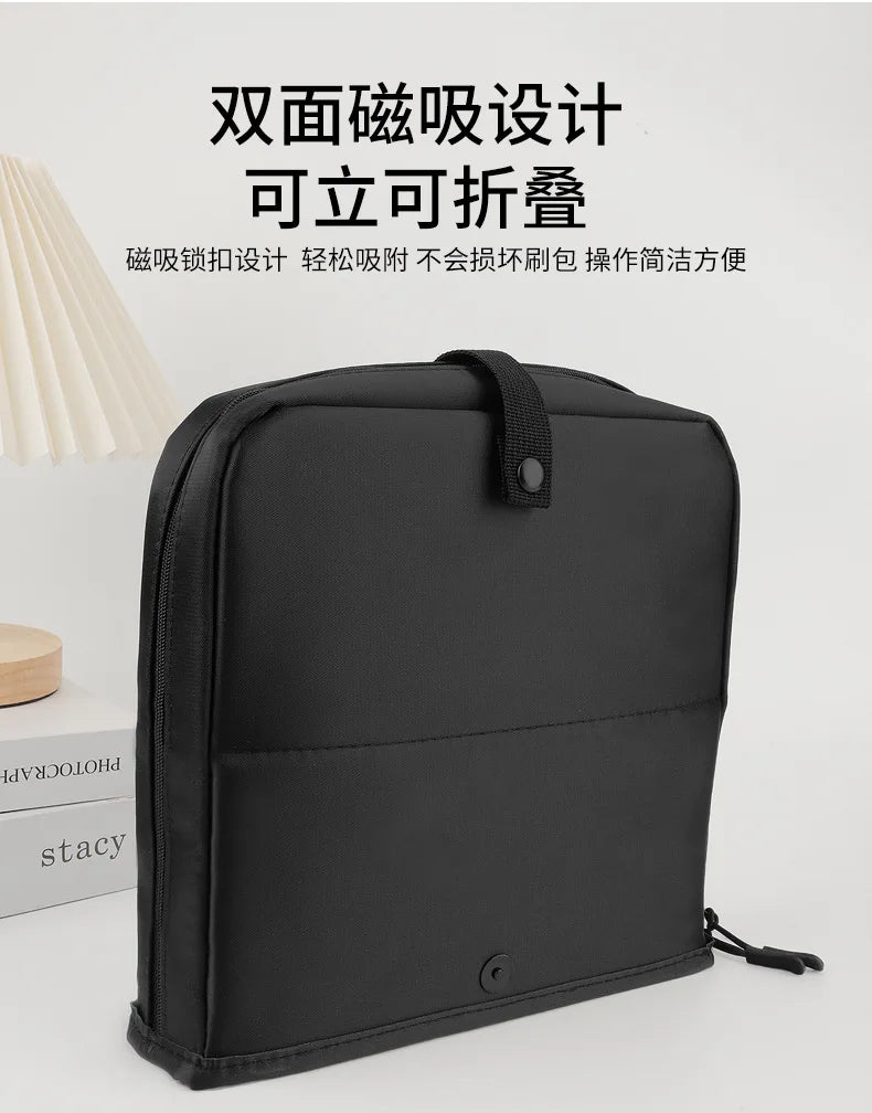 European and American Portable Makeup Storage Bag Professional Makeup Handbag with Magnetic Closure Brush Bag Foldable Large Cap