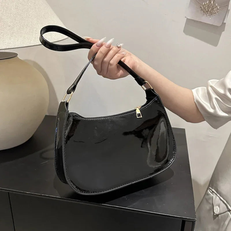 Retro Solid Color PU Leather Shoulder Bag Fashion Women's Handbags Casual Designer Hobos Underarm Bag, Suitable for Daily Use