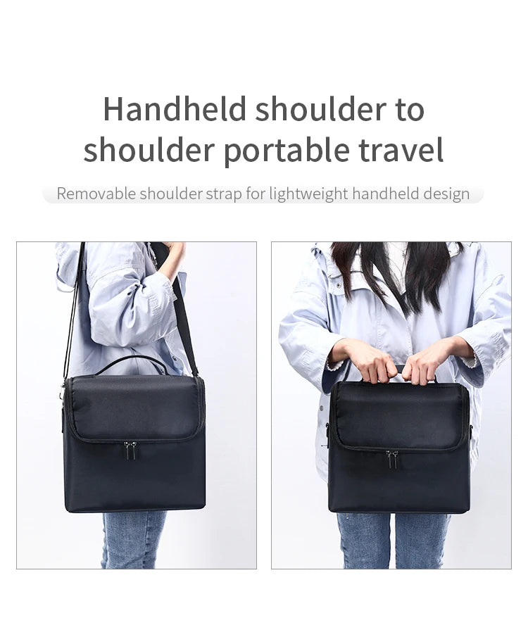 Large Makeup Carrying Train Case for Women, Travel Bag Storage Box,4 Tier Professional Nail Organizer Case with Adjustable