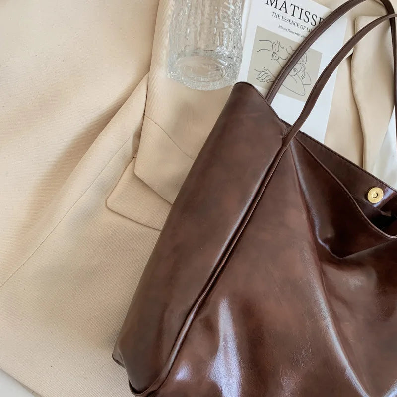 Retro PU Women's Handbag, Large Capacity Handbags Shoulder Bag, Street Leisure Shopping Tote Bag Bags, Suitable for Daily Use