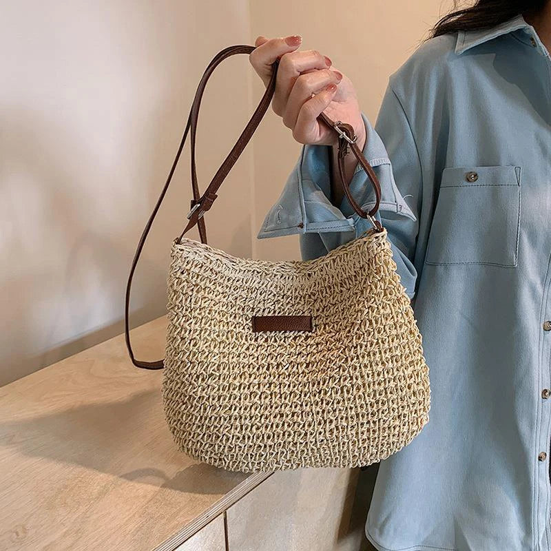 Ladies Fashion Summer Straw Crossbody Bag Women Beach Holiday Shopping Woven Shoulder Handbag Messenger Purses For Women Bags