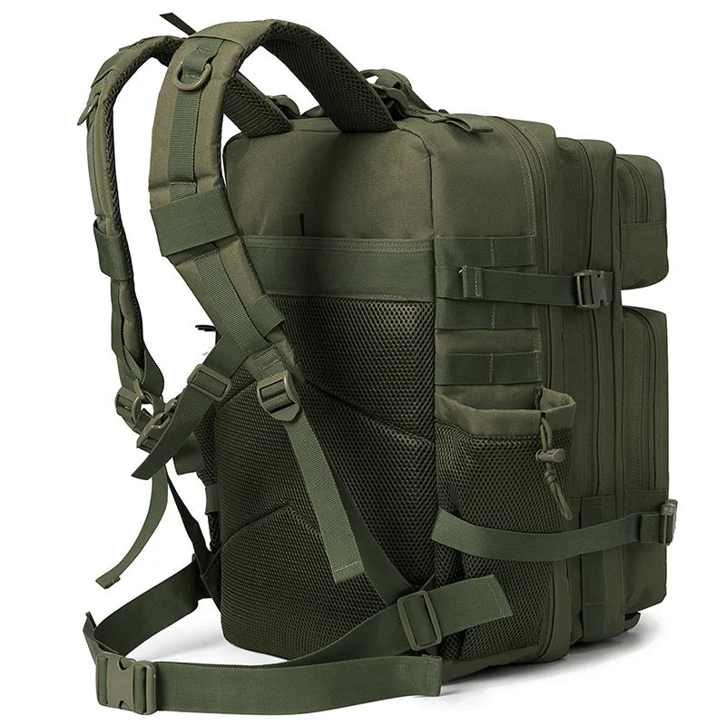 45L Tactical Backpack for Men and Women Assault Pack Bag Survival School Hiking Outdoor Heavy Duty Rucksack with Bottle Holder