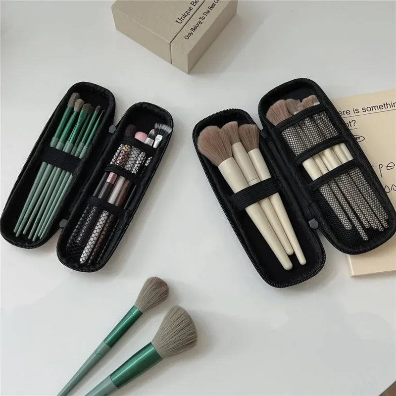 Black Cosmetic Storage Bags Waterproof Double Zipper Makeup Brushes Case Women Bag Portable Travel Brush Holder Pen case Box