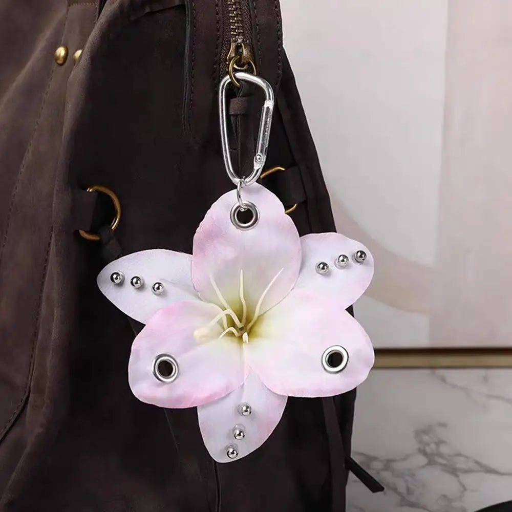 HOT Creative Exquisite Phalaenopsis Orchid Lily Keychain Backpack Decoration Simulation Flower Bag Pendant Handbag Accessories
