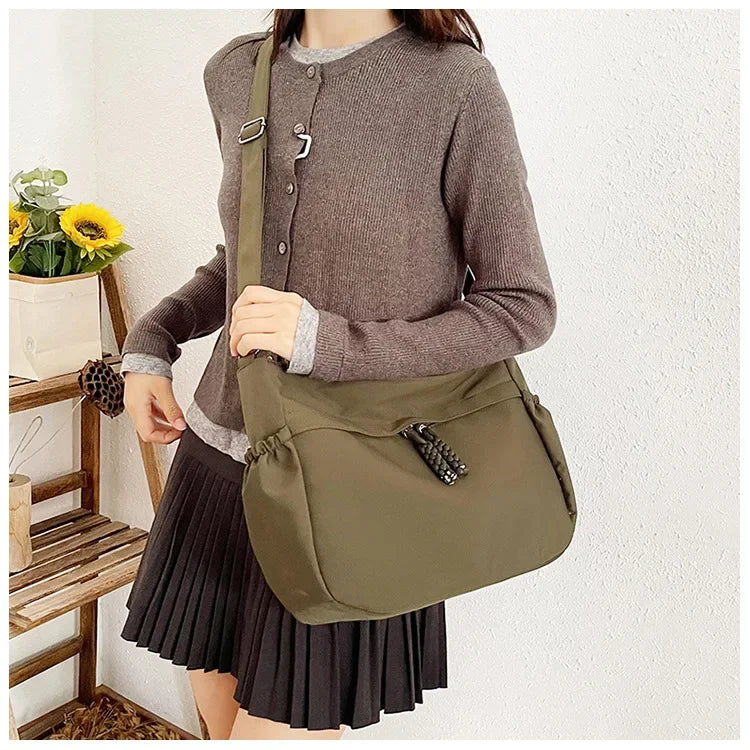 Double Sided Pocket Canvas Bag, Nylon Underarm Shoulder Bag, Fashionable Messenger Bags for Women's Daily Use Work Travel Outing