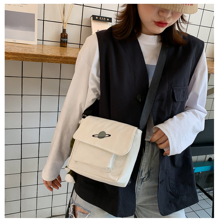 Casual Collage Student Messenger Bag Women Small Bag Canvas Shoulder Bag For Women Print Crossbody Bags Bolsas Sac