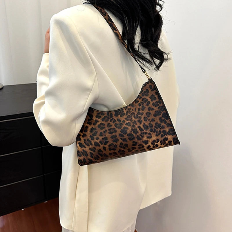 Fashion Zebra Leopard Print Women Handbag PU Leather Underarm Shoulder Bags Female Daily Totes Purse