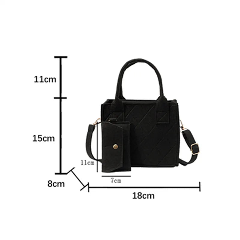 3pcs/set Embossed Women's Handbag Stylish Crossbody Bag Clutch and Wallet, Solid Color Square Shoulder Bag, Fabric for Daily Use