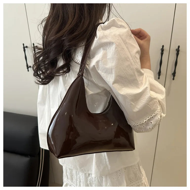 Solid Color Synthetic Leather Shoulder Underarm Bag, Retro Versatile Handbag Women Bag, Fashionable Daily Use Chic Handbag Purse
