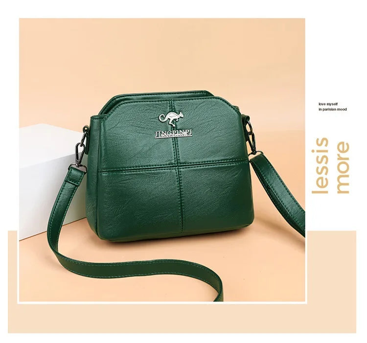 Fashionable Three Interlayer Synthetic Leather Crossbody Bag with Polyester Lining, Stylish Square Single Shoulder Bag for Women