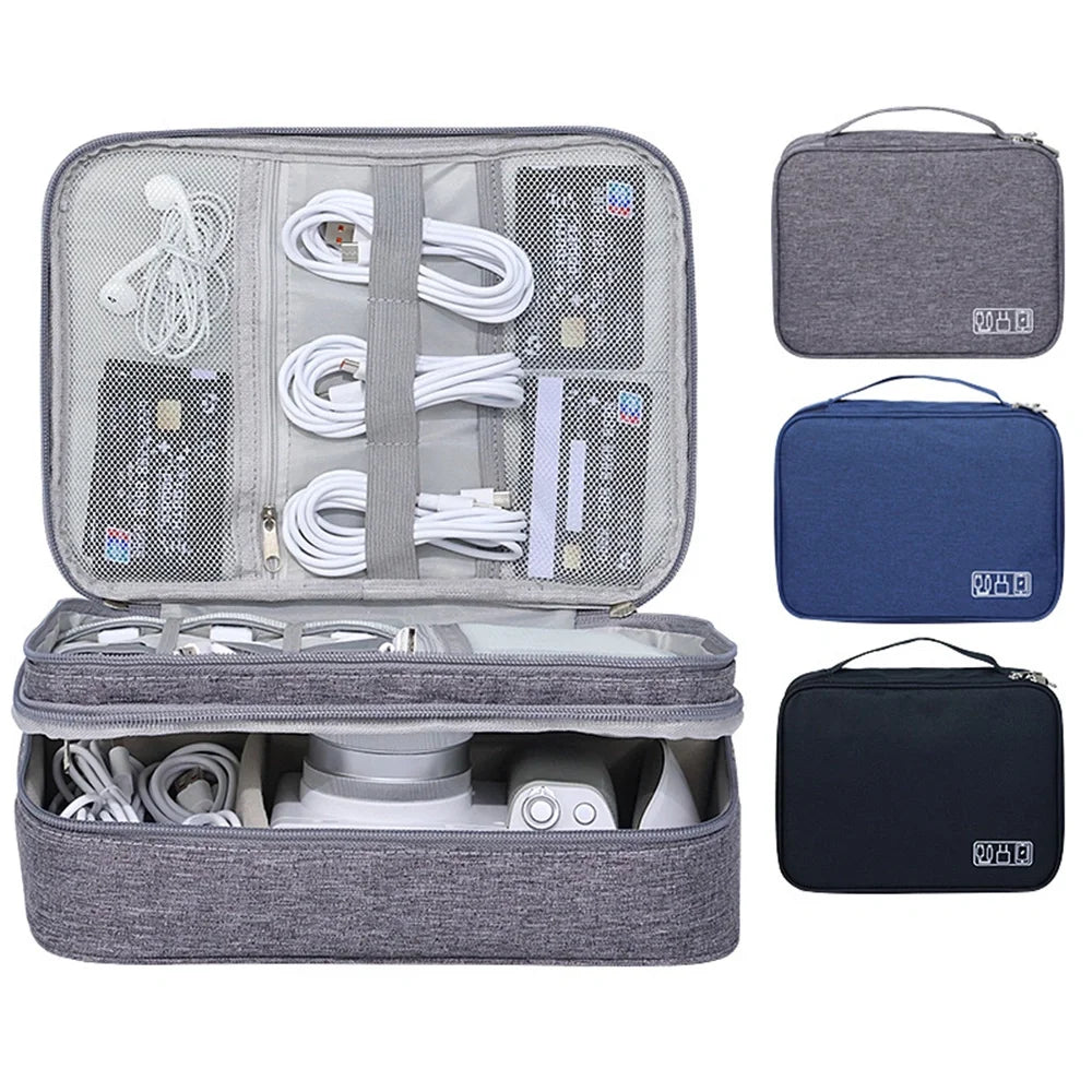Electronic Storage Bag USB Charge Cord Travel Cable Organizer Digital Waterproof Suitcase Portable Double Layers Storage Bag