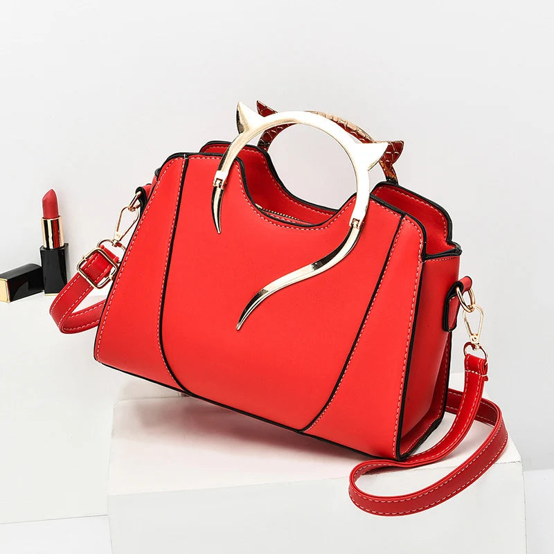 Cat Shaped Handle Women Handbag Trendy And Fashionable, Solid Color, Simple And Casual Crossbody Shoulder Shell Bag