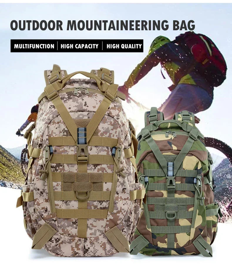 40L Camping Hiking Backpacks Tactical Backpack for Men/women Reflective Outdoor Climbing Rucksack Bag Survival Molle Travel Bags