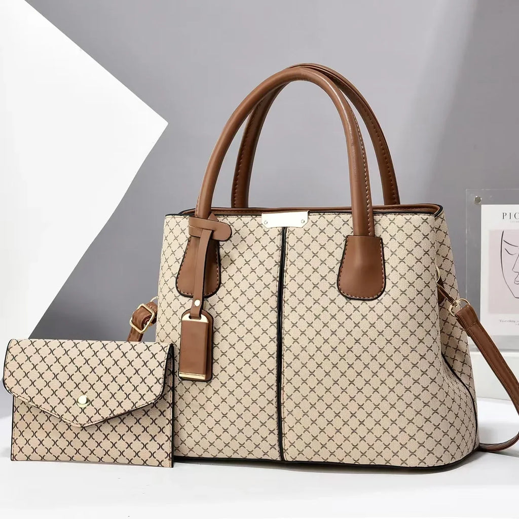 Stylish and simple mother and child bag, women's handbag, large-capacity shoulder crossbody two-piece set, women's bag