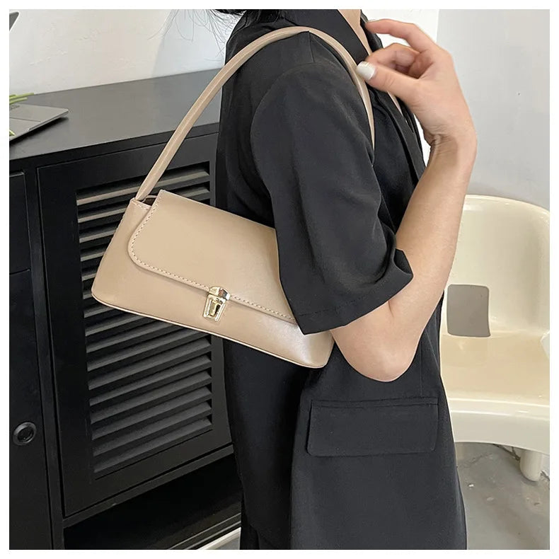 Women's Shoulder Bag Handbag Retro Underarm Bag Fashion Simple Solid Color New Hand Shoulder Bag