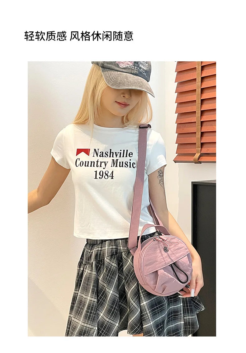 Thickened Waterproof Round Handbag, Single Shoulder Messenger Bag, Versatile Fashion Cross Body Phone Purse Pouch for Going Out