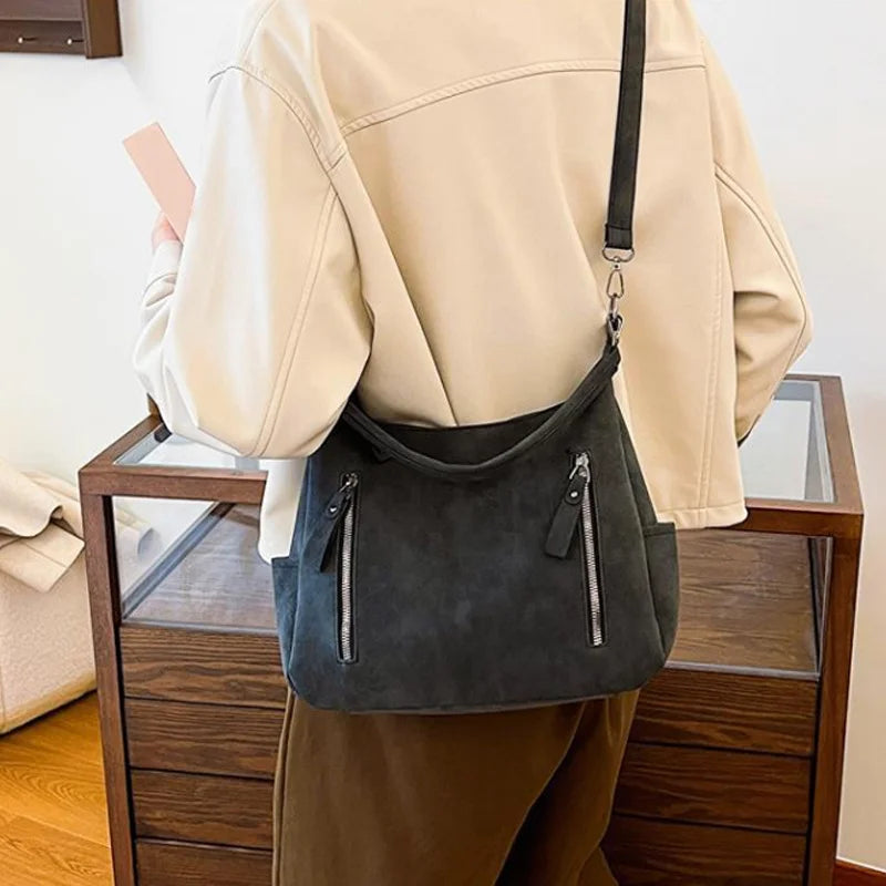 Designer Leather Female Side Bags Retro Shoulder Bag for Women Handbag Casual Ladies Large Capacity Tote Bag