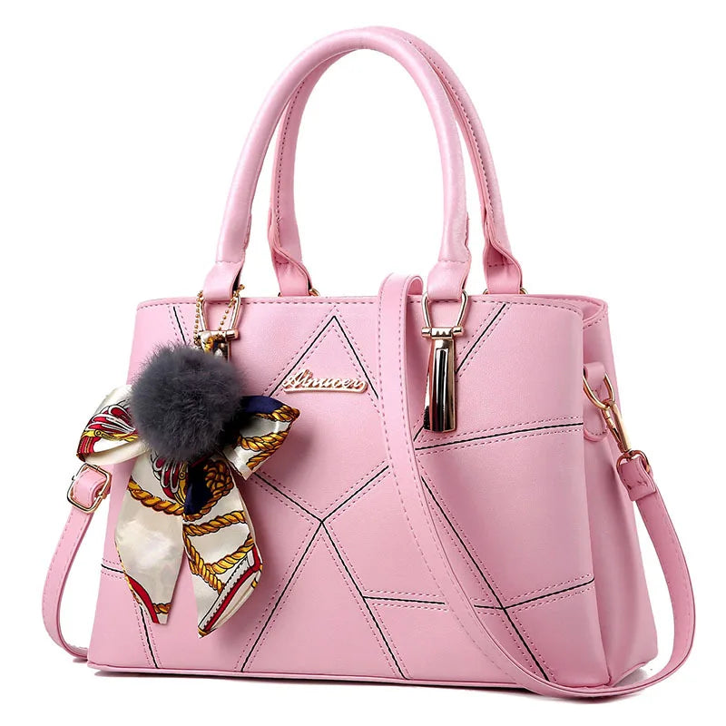 Women's Fashion Embroidered Thread Portable Tote Bag Trend Pendant Large Capacity Shoulder Crossbody Bag