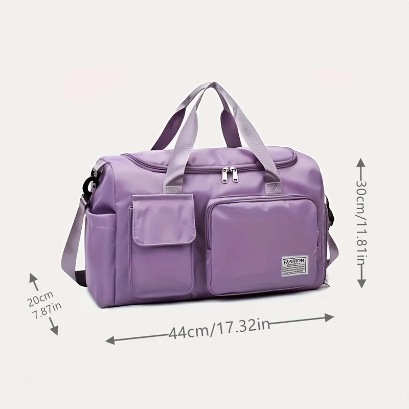 Nylon Travel Gym Bag with Shoe Compartment Dry Wet Separation, Organizer Pockets, Sports Bag for Women/Men, Student Essentials