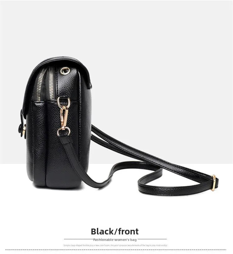 Mini Multifunctional Leather Shoulder Bag for Cellphone/Sport Cross Bags with Headphone Jack, Multi Layer Women's Bag with Cover