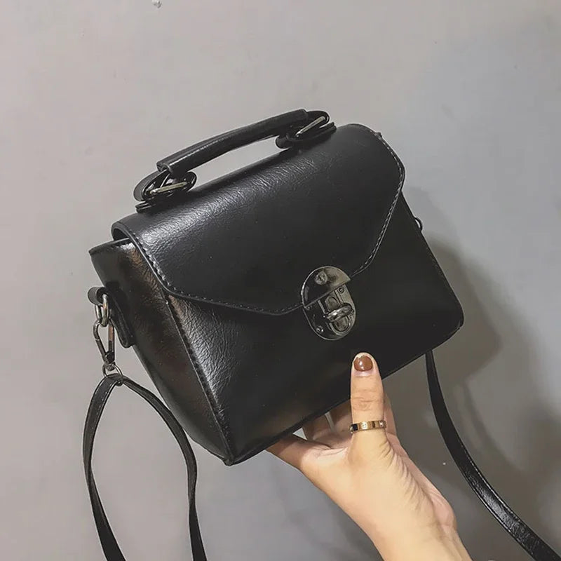 Small Square Bags For Women Fashion Solid Color Designer Crossbody Shoulder Bag Vintage PU Leather Handbags Female Bag Bolsa