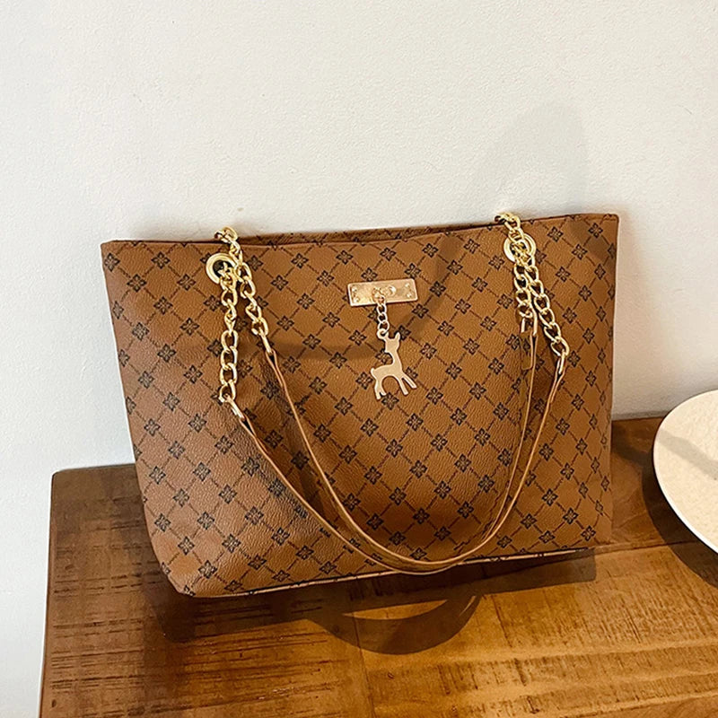 2024 Autumn and Winter New Presbyopic Handbag Shoulder Bag Large Capacity Tote Bag Women's Bag