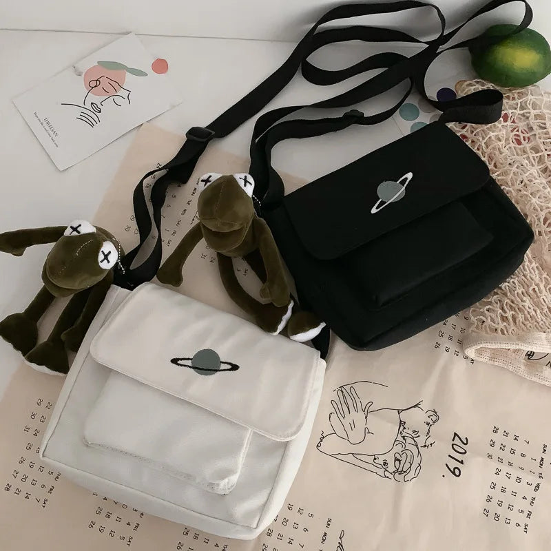 Casual Collage Student Messenger Bag Women Small Bag Canvas Shoulder Bag For Women Print Crossbody Bags Bolsas Sac