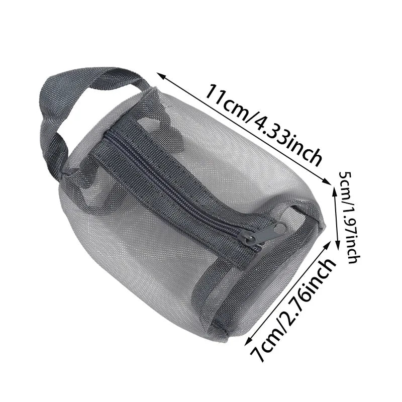 Mini Clear Nylon Mesh Cosmetic Bags Cute Women Small Lipstick Makeup Bags Pouch Data Line Key Earphone Organizer Case