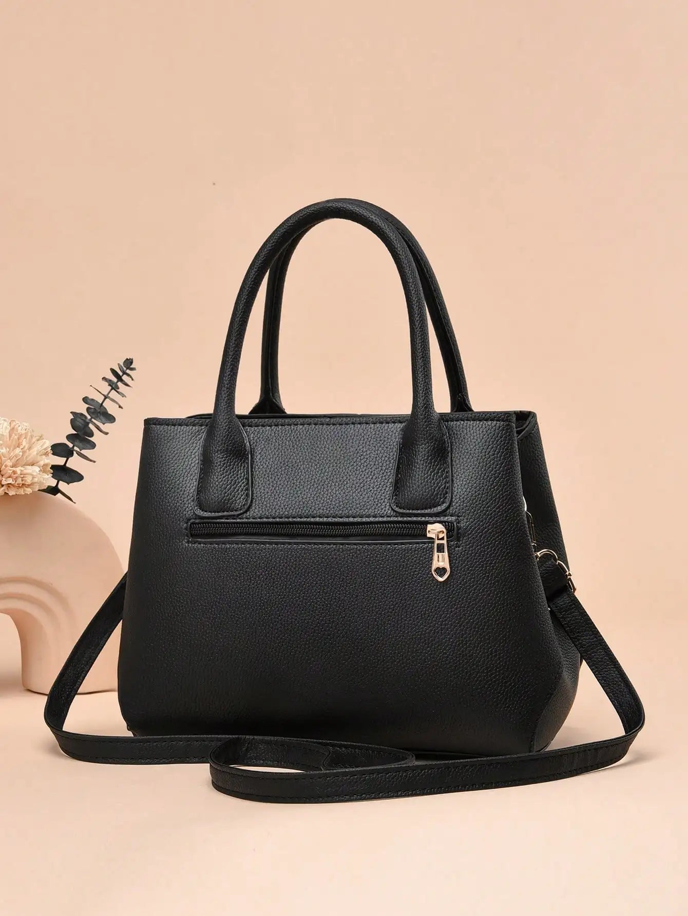 Solid color simple embroidered single shoulder handbag, stylish design for practical storage for daily use