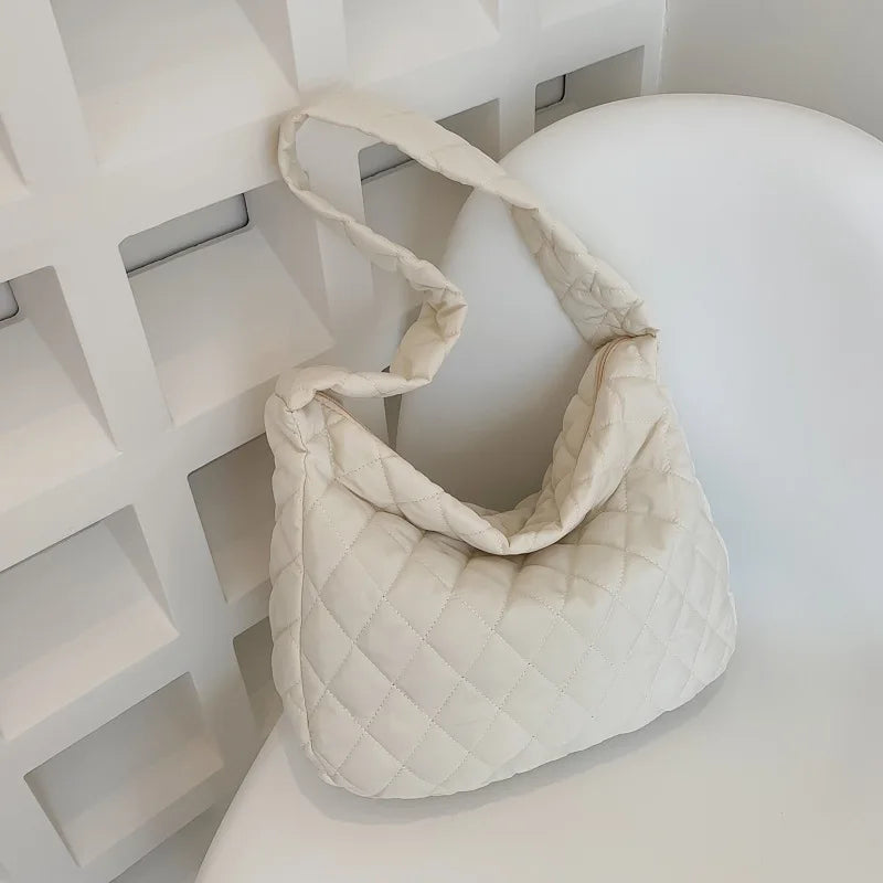Women's Vintage Nylon Shoulder Underarm Bag Female Casual Waterproof Crossbody Hobo Bags For Lady Quilted Large Capacity Handbag