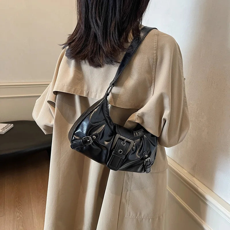 Y2K Retro Handbag Women's Bag, Stylish Fold Leather Shoulder Armpit Bag, Chic Retro Handbags Purse, Temperament Woman Tote Bag