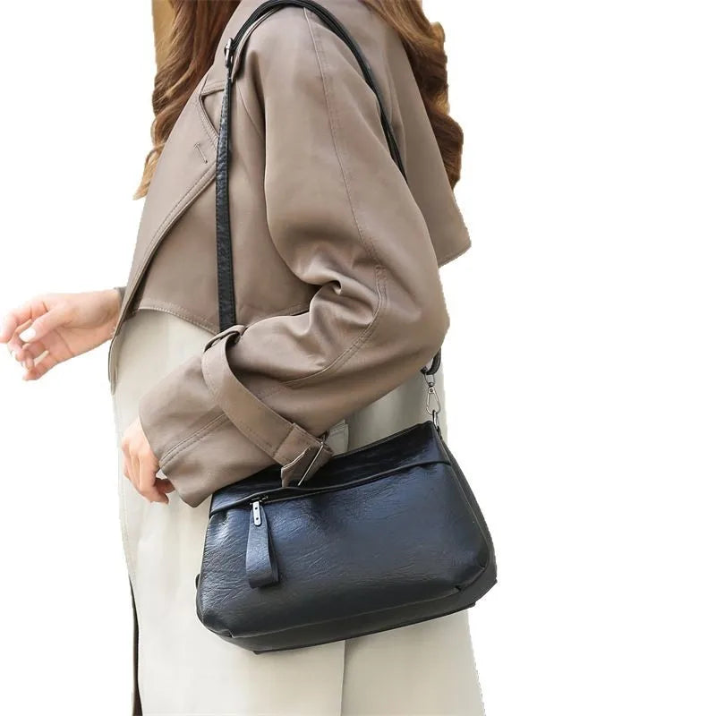 Elegant Women's Shoulder Bag with Unique Texture Design Stylish Soft  Leather Handbag with Zipper Pockets Everyday Crossbody Bag