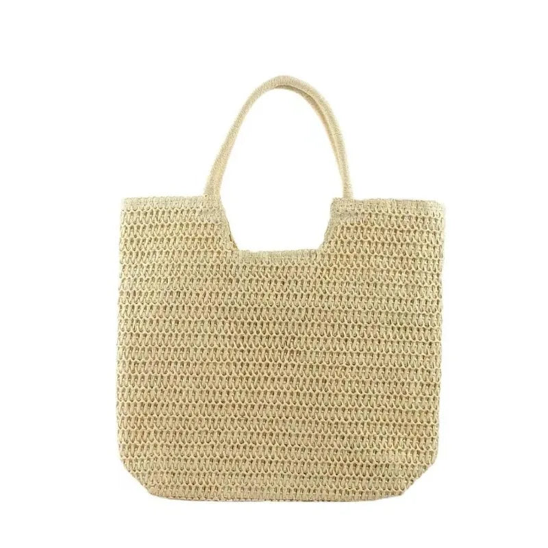 Straw Woven Tote Bag Large Capacity Shoulder Bag Versatile Knit Handbag Storage Bags For Women Stylish Vacation Beach Shopping
