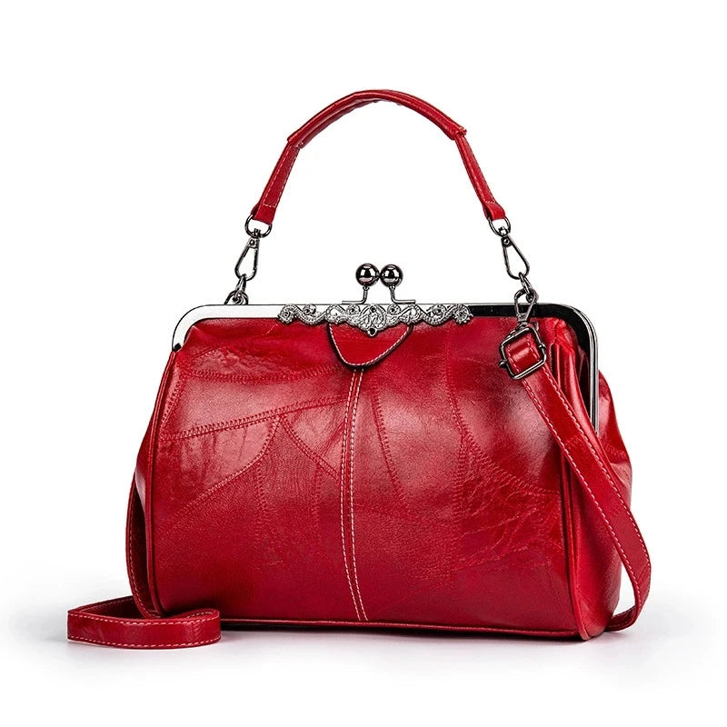 Classic Retro Design Women's Crossbody Bags for Women Leather Handbag Shoulder Bag with Clip, Fashion Thickened Vintage Tote Bag