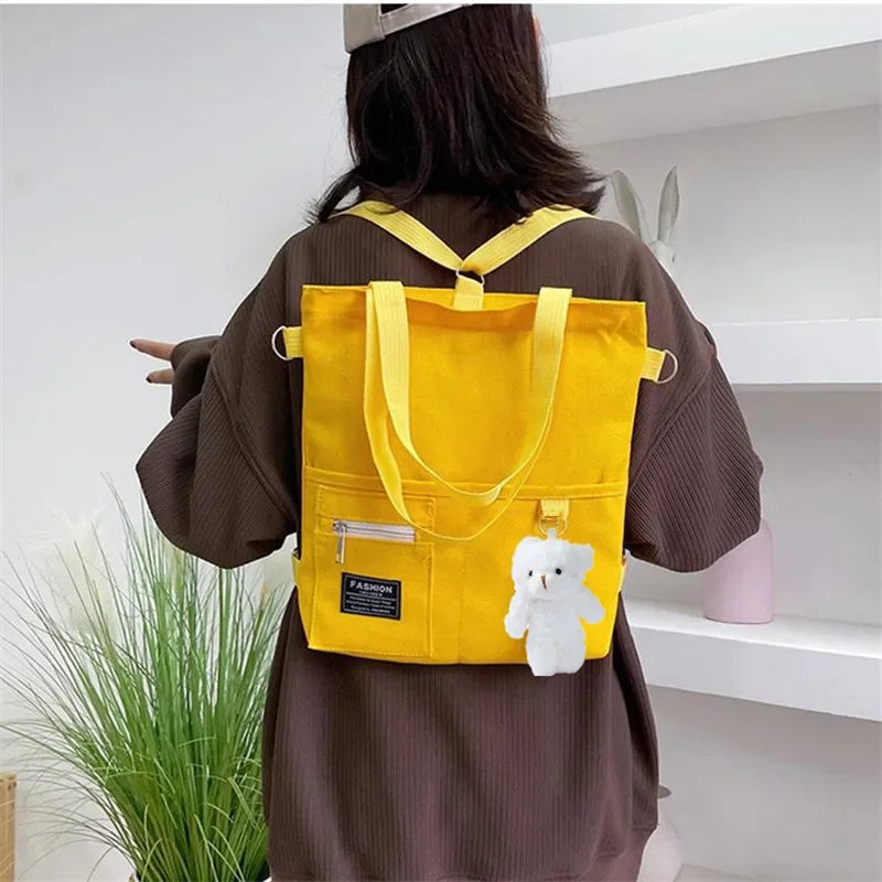 Campus Cute Canvas Handbag, Casual Tote Bag, Large Capacity Shoulder Bags for Student Backpack Handbags Shoulder Cross Body Bags