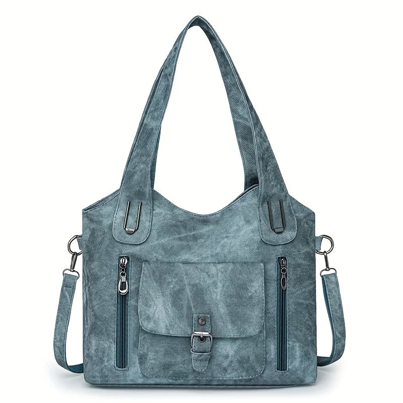 Soft Synthetic Leather Retro Women's Shoulder Tote Bag, Multiple Pockets for Daily Use or Work, Versatile Carry Bag