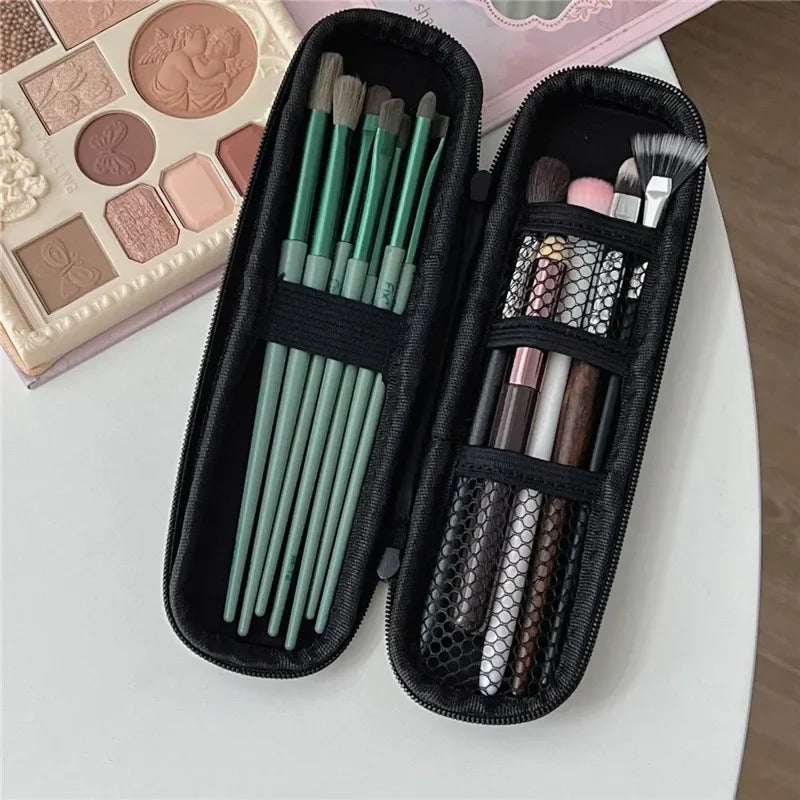 Black Cosmetic Storage Bags Waterproof Double Zipper Makeup Brushes Case Women Bag Portable Travel Brush Holder Pen case Box